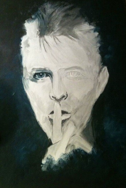 Painting titled "bowie.jpg" by Dorka Császár, Original Artwork, Acrylic