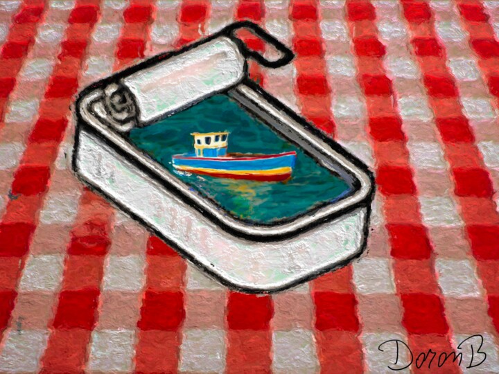 Arts numériques intitulée "La boîte à sardines" par Doron B, Œuvre d'art originale, Collage numérique