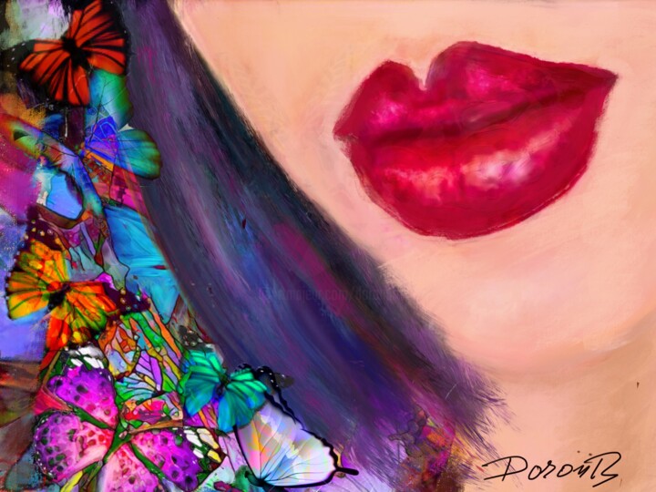 Digitale Kunst mit dem Titel "Les papillons" von Doron B, Original-Kunstwerk, Digitale Malerei