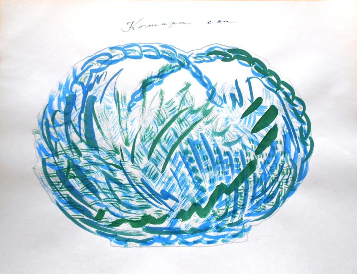 "Blue Basket" başlıklı Tablo Dorotea tarafından, Orijinal sanat, Suluboya