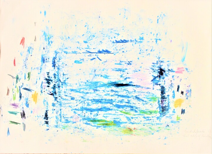 Картина под названием "landscape with lake" - Dorothea Breit, Подлинное произведение искусства, Пастель