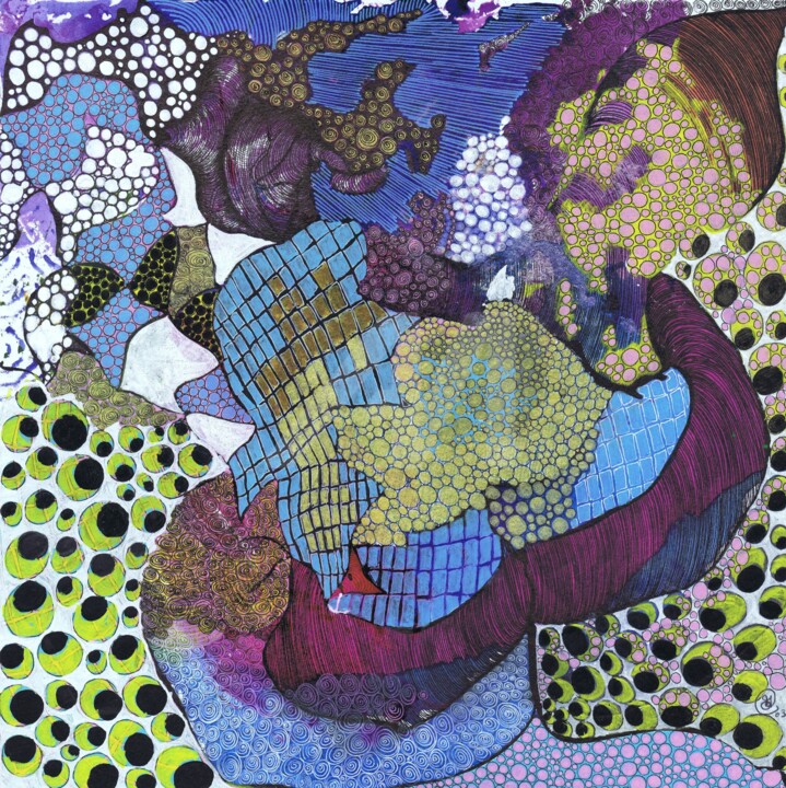 Drawing titled "Bleu" by Dorothée Grimaud, Original Art, Ink