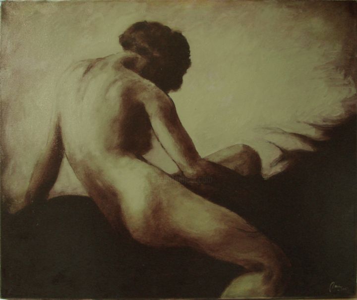 Painting titled "fata-verde1" by Doru Cristian Deliu, Original Artwork, Oil