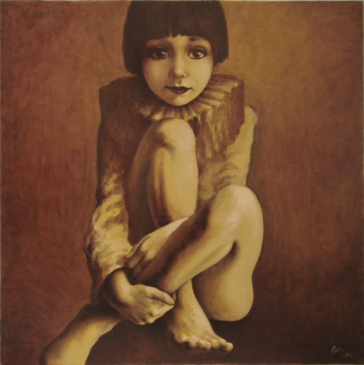 Painting titled "un-arlechin.jpg" by Doru Cristian Deliu, Original Art, Oil