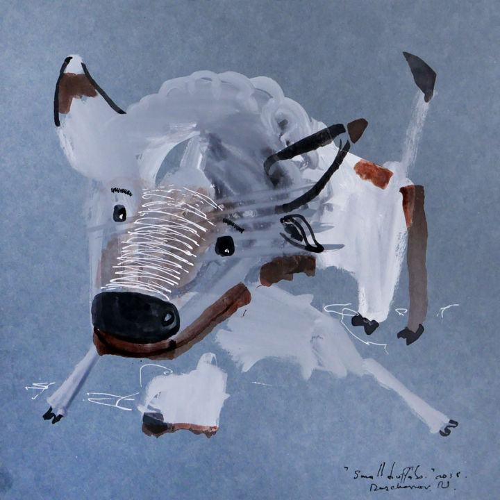 Painting titled "Bull Untitled" by Ulugbek Doschanov, Original Artwork, Tempera