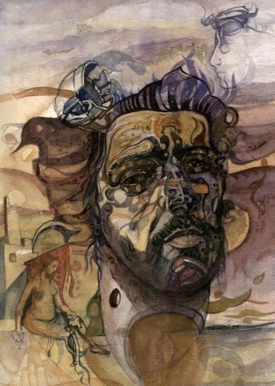 Peinture intitulée "auto_portrait" par Nacereddine Douadi, Œuvre d'art originale, Huile