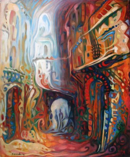 Peinture intitulée "casbah d'alger" par Nacereddine Douadi, Œuvre d'art originale, Huile