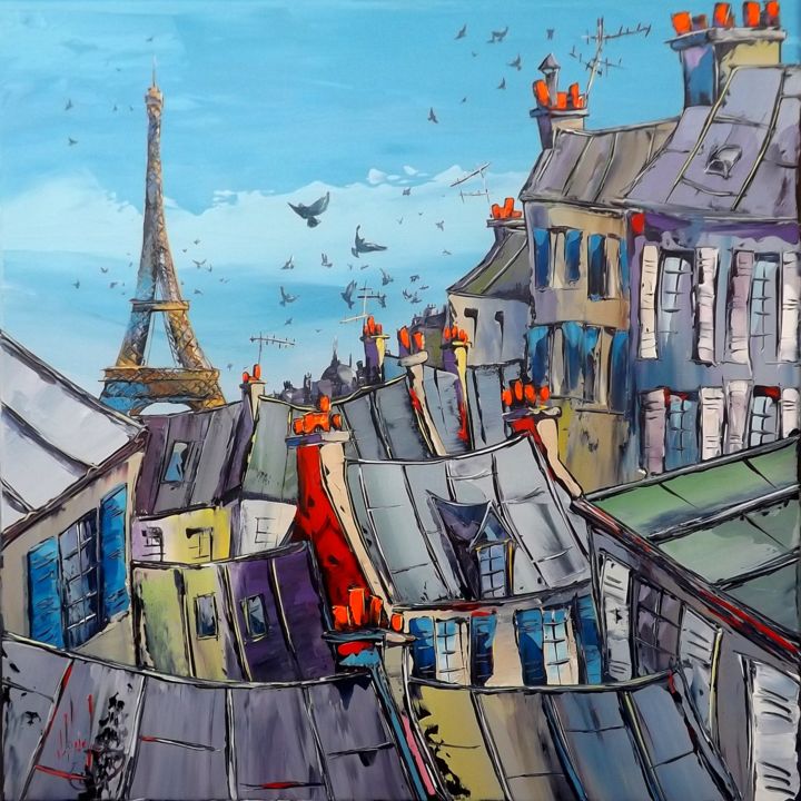 Картина под названием "Sur le zinc, au roy…" - Jpdouchez, Подлинное произведение искусства, Акрил