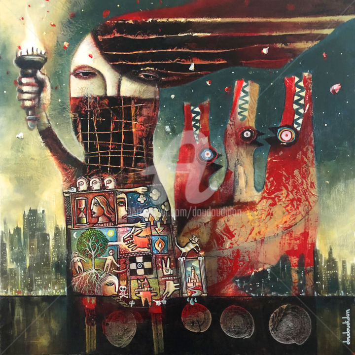 Peinture intitulée "La liberté et les l…" par Doudoudidon, Œuvre d'art originale, Acrylique