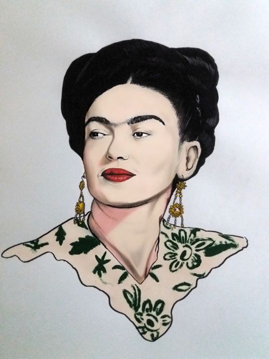 Картина под названием "Frida Kahlo" - Douglas Macedo, Подлинное произведение искусства, Акрил
