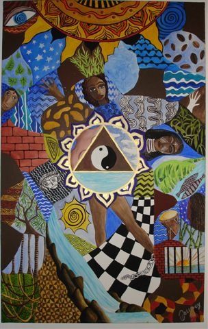 Painting titled "gwada puzzle" by Doumey Durieux-Assima (DOUMEYART), Original Artwork