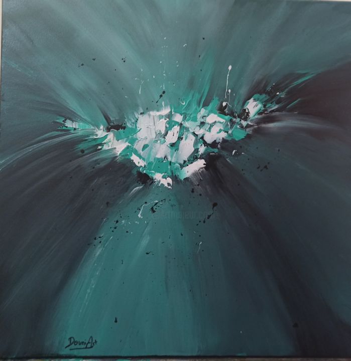 Schilderij getiteld "The Aqua Green" door Douniart Painting, Origineel Kunstwerk, Acryl