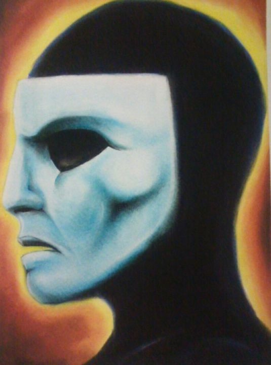Pintura intitulada "mascarado.jpg" por Doutor Sem Nocao, Obras de arte originais, Pastel