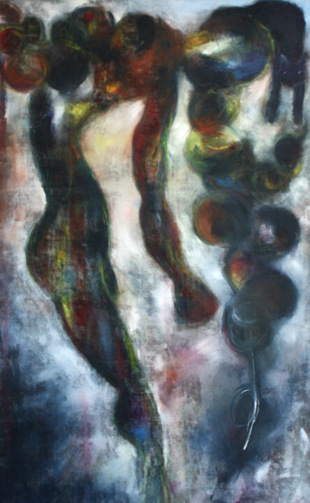 Painting titled "1-VIGNE BLEU" by Dov Melloul, Original Artwork, Oil