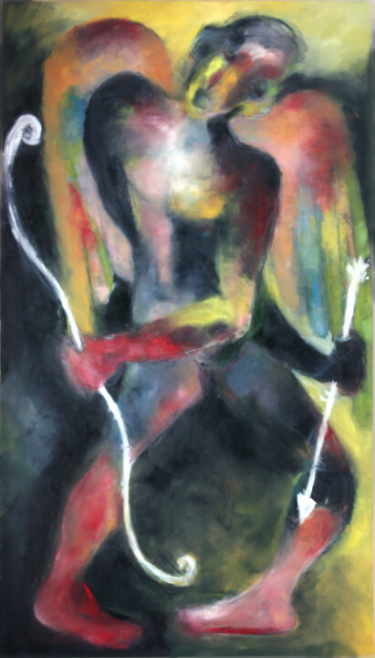 Peinture intitulée "l'ARC ET LA FLÈCHE" par Dov Melloul, Œuvre d'art originale, Huile
