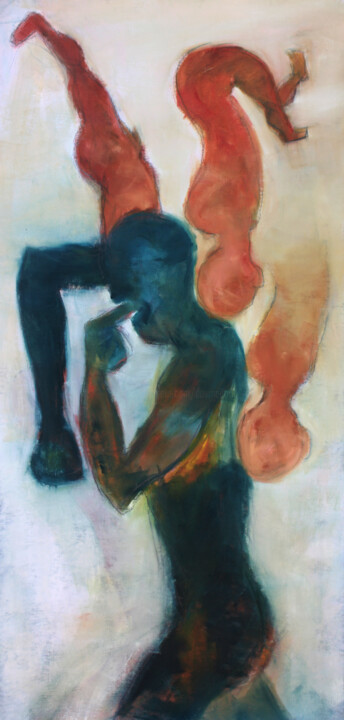 Peinture intitulée "LE POIDS QU'ON SUPP…" par Dov Melloul, Œuvre d'art originale, Huile