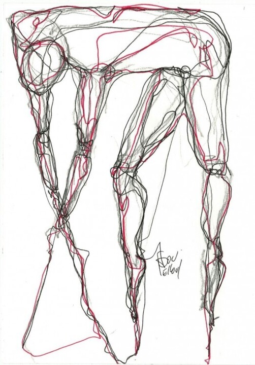 Drawing titled "1 AVRIL 2013" by Dov Melloul, Original Artwork