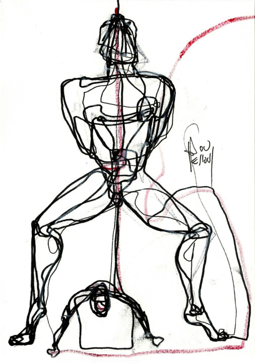 Drawing titled "8-aout-2013 POURQUO…" by Dov Melloul, Original Artwork