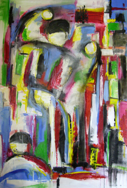 Painting titled "FUTUR" by Dov Melloul, Original Artwork, Oil