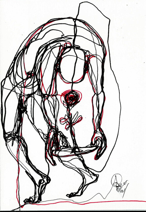 Dessin intitulée "2 MAI 2014 " Des fl…" par Dov Melloul, Œuvre d'art originale, Crayon