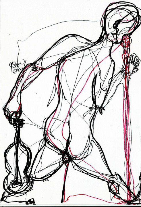 Drawing titled "22 JUIN 2014 " Le l…" by Dov Melloul, Original Artwork, Ballpoint pen