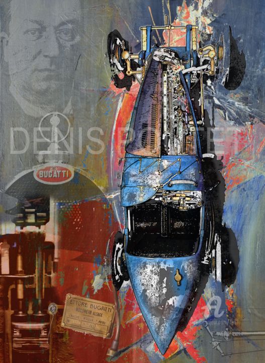 Artes digitais intitulada "BUGATTI 35" por Denis Poutet, Obras de arte originais, Trabalho Digital 2D Montado em Painel de m…
