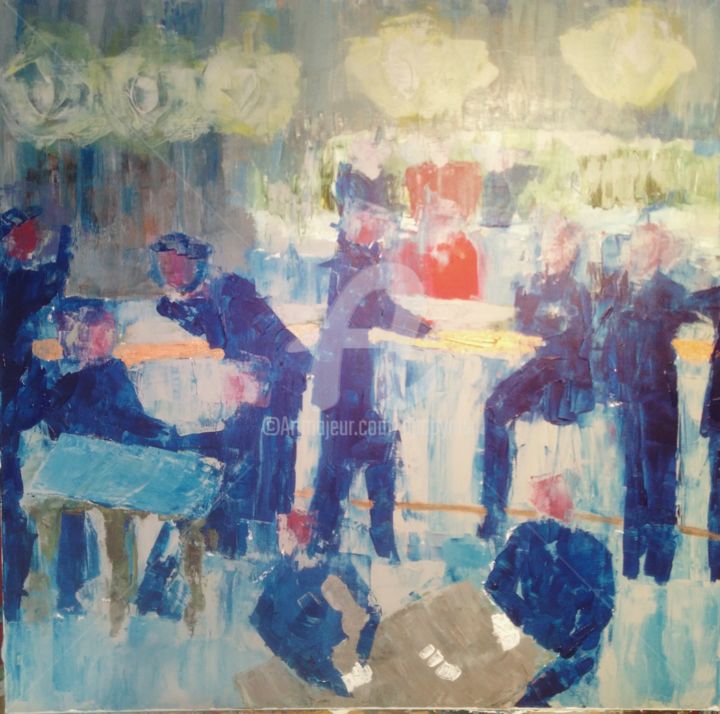 Painting titled "café-du-bleu.jpg" by Jean Duchemin, Original Artwork, Acrylic