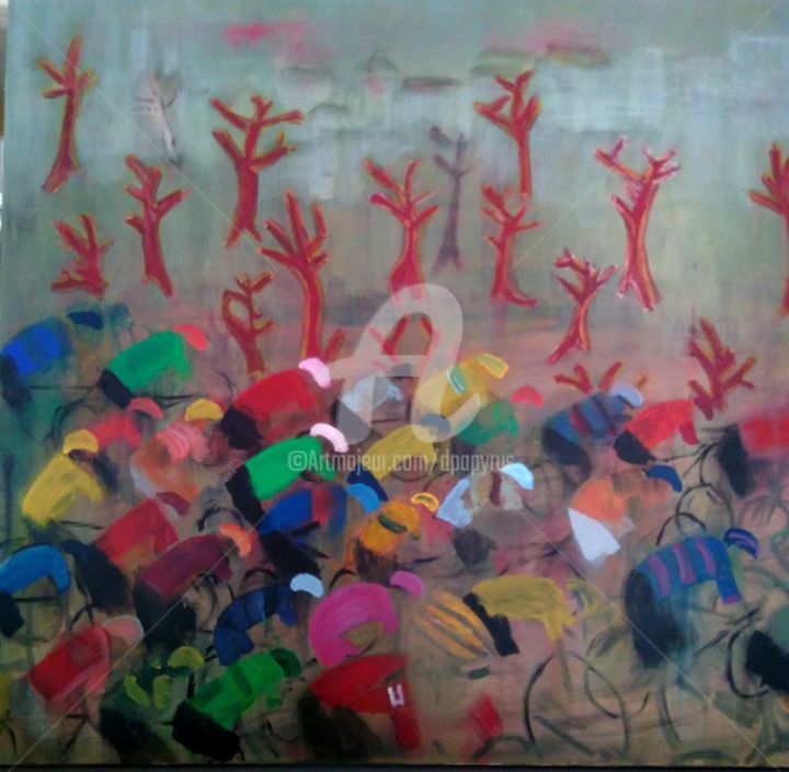 Peinture intitulée "Un dimanche au bois…" par Jean Duchemin, Œuvre d'art originale, Acrylique