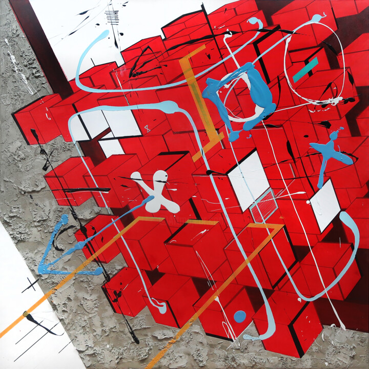 绘画 标题为“L5 geometric abstra…” 由Damian Pavlovic, 原创艺术品, 丙烯