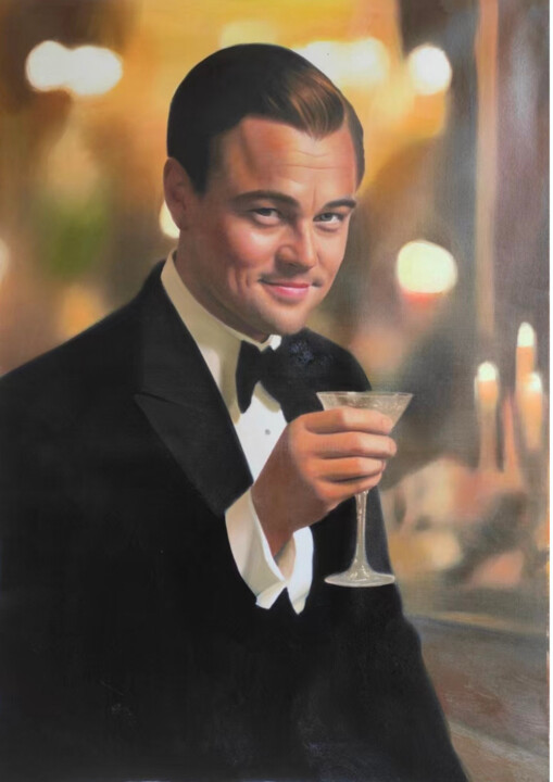 Peinture intitulée "Leonardo di Caprio" par Dr. Magdalena Laabs, Œuvre d'art originale, Huile Monté sur Châssis en bois