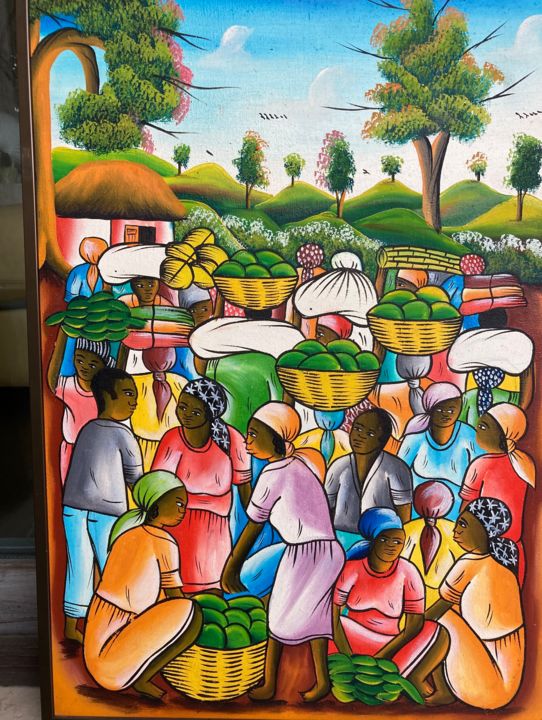 Painting titled "Marcher Haïtien" by Michel Bernard, Original Artwork, Oil