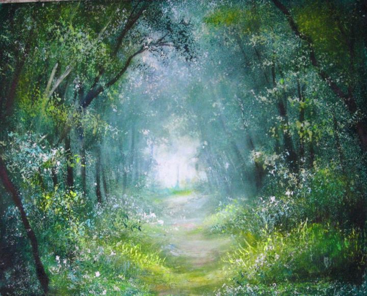 Malerei mit dem Titel "Spring Forest" von Valdemart, Original-Kunstwerk, Öl