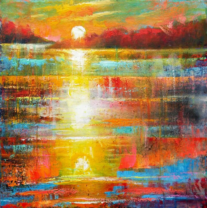 Painting titled "Sunset 06" by Valdemart, Original Artwork, Oil