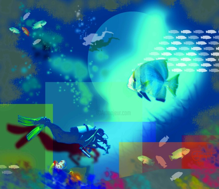 Digital Arts titled "Tropical Sea 3" by Dragan Georgiev, Original Artwork, Digital Painting