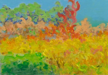 Painting titled "Yellow field" by Dragan Grkovic, Original Artwork
