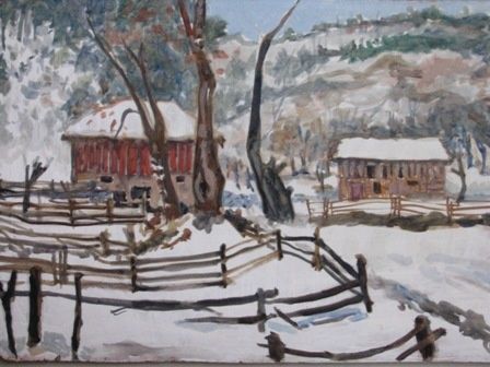 Painting titled "winter" by Lenka, Original Artwork, Oil