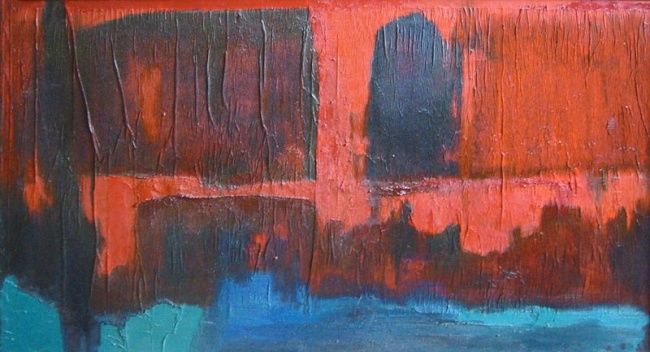 Painting titled "The red settles" by Draga, Original Artwork, Oil