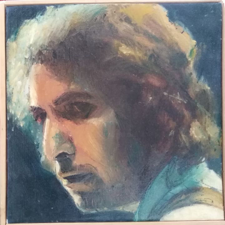 Painting titled "Bob Dylan portrait" by Dragoljub Jovicic, Original Art, Oil