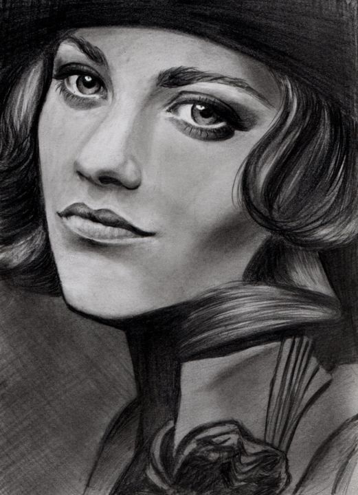 Drawing titled "Marion Cotillard" by Anastasia Malashenko, Original Artwork, Pencil