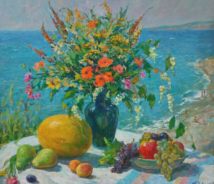 Painting titled "BOUNTIES OF SUMMER" by Elena Gavdzinskaya, Original Artwork, Oil