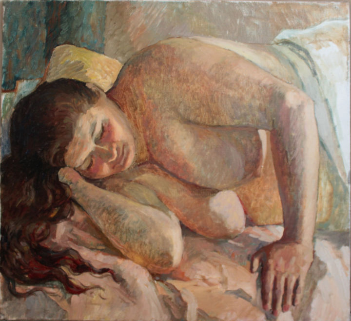 Painting titled "Вера" by Elizaveta Sakharova (Pshenichnikova), Original Artwork, Oil