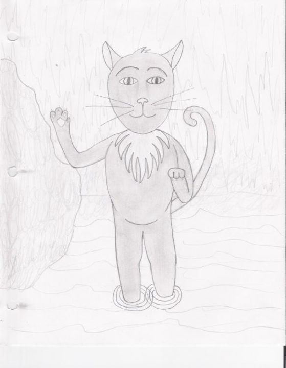 Dibujo titulada "catman" por Gwen, Obra de arte original