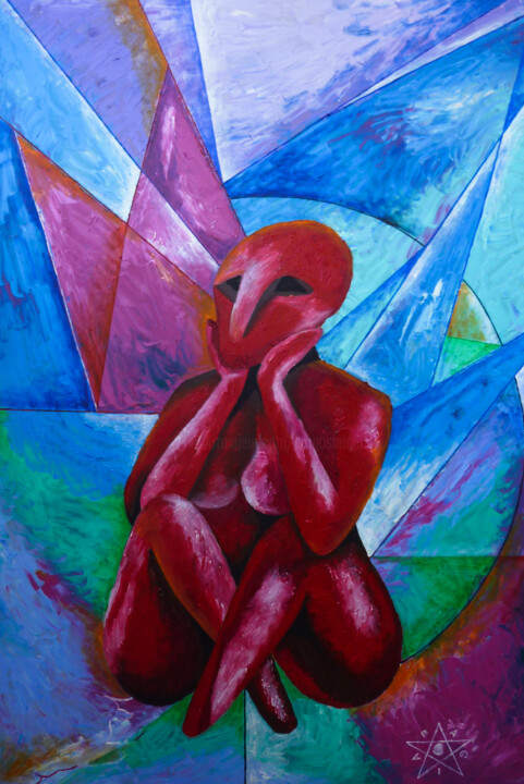 Painting titled "RUBY" by Dragos Bagia, Original Artwork, Oil