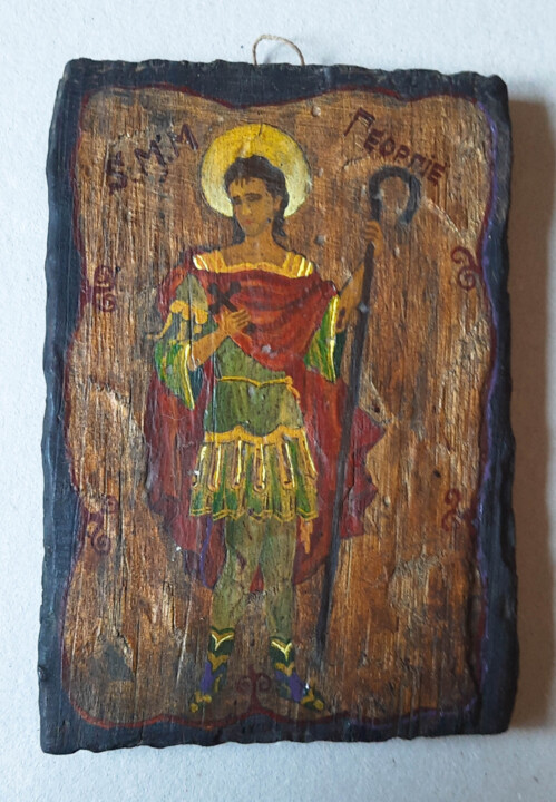 Painting titled "SAINT GEORGE" by Dragos Bagia, Original Artwork, Oil