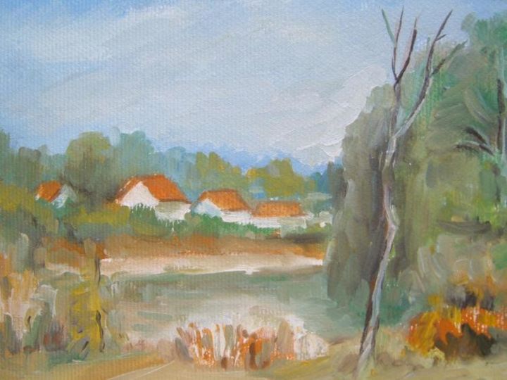 Painting titled "La riviere" by Dragos, Original Artwork