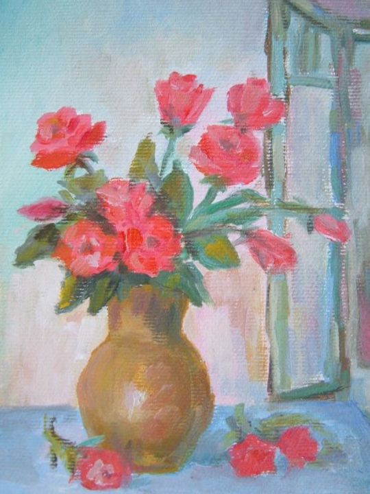Painting titled "Roses" by Dragos, Original Artwork