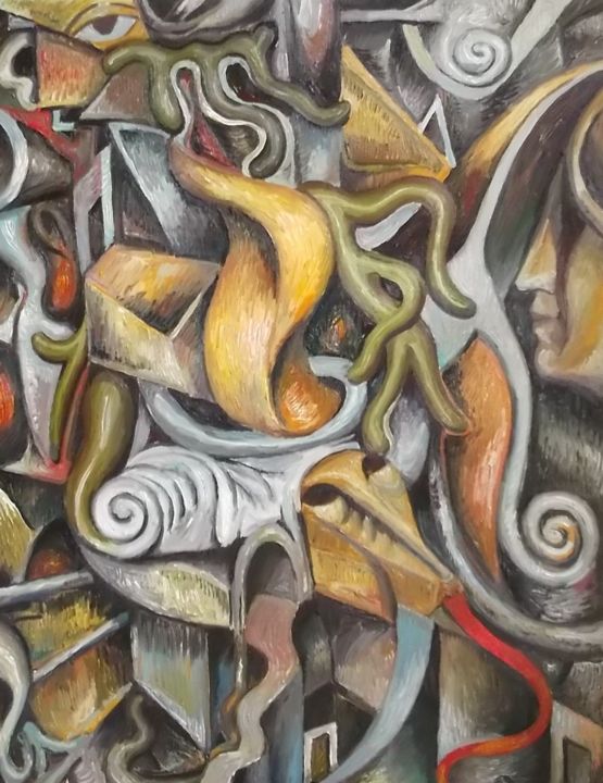 Картина под названием "Абстракция. Хаос" - Roman Bats, Подлинное произведение искусства, Масло