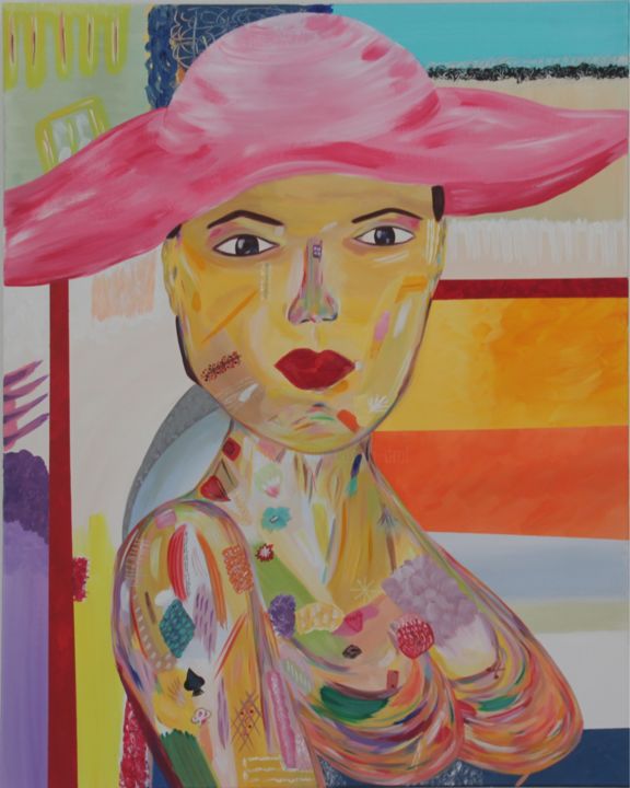 Painting titled "Elodie" by Dral Art, Original Artwork, Acrylic Mounted on Wood Stretcher frame