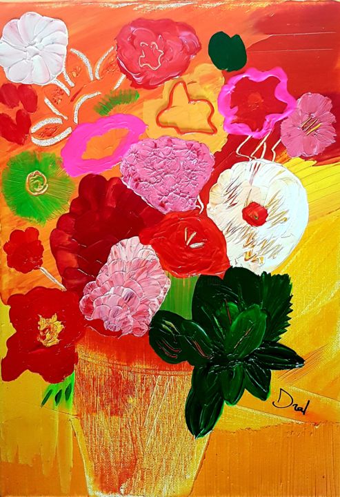 Peinture intitulée "Bouquet55" par Dral Art, Œuvre d'art originale, Acrylique Monté sur Châssis en bois