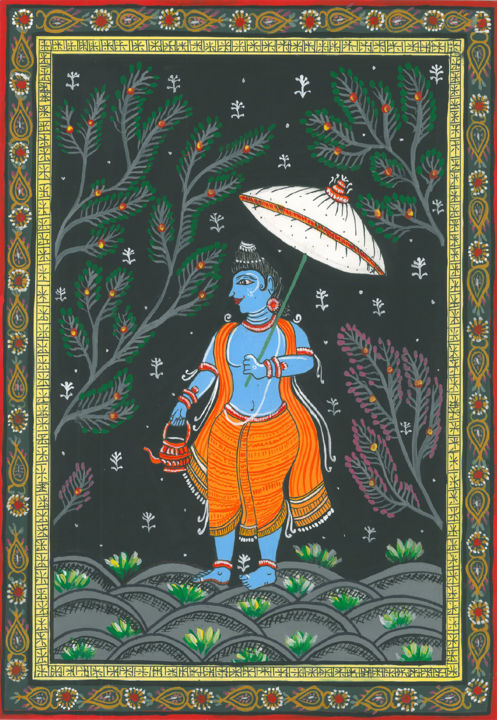 Картина под названием "Vaman avtar of Lord…" - Drashti [Artist], Подлинное произведение искусства, Акварель